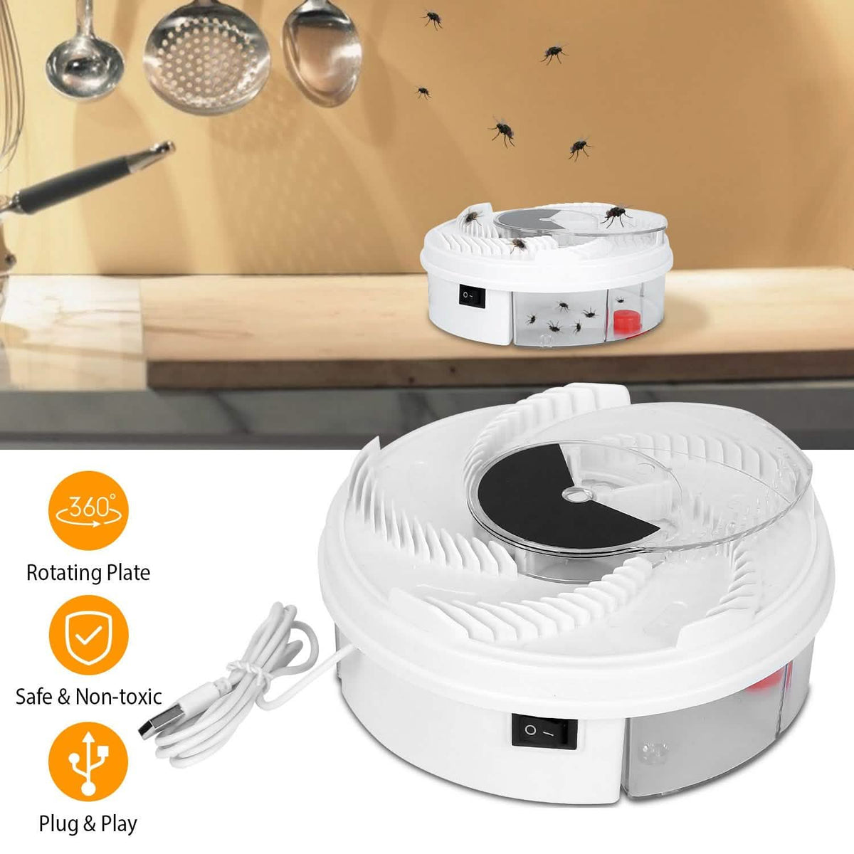 USB powered Electric Fly Trap Automatic Flycatcher Pest Control - Tophatter Daily Deals