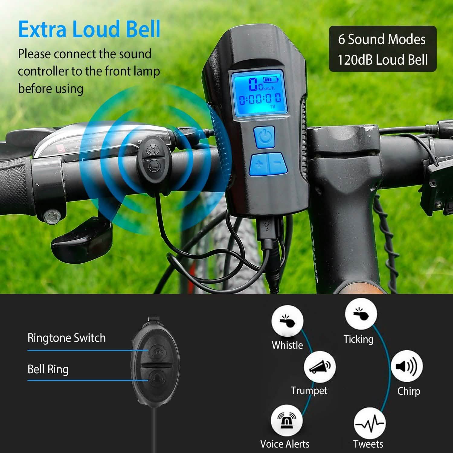 USB Rechargeable Bike Light Set with Speedometer and Odometer Outdoor Recreation - Tophatter Daily Deals