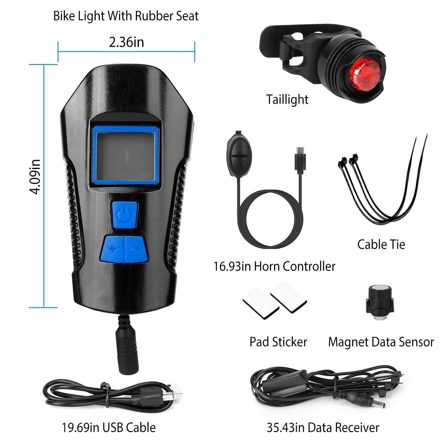 USB Rechargeable Bike Light Set with Speedometer and Odometer Outdoor Recreation - Tophatter Daily Deals