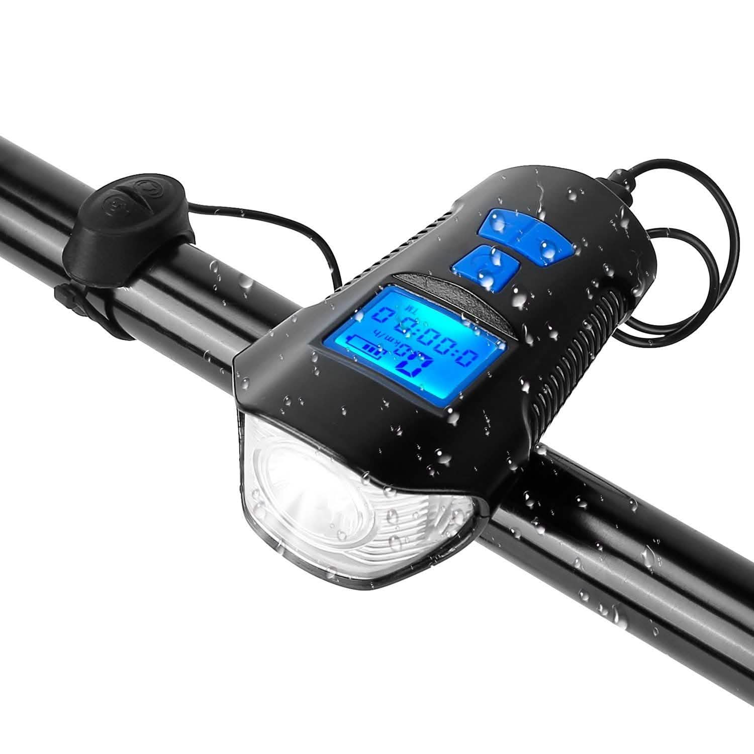 USB Rechargeable Bike Light Set with Speedometer and Odometer Outdoor Recreation - Tophatter Daily Deals