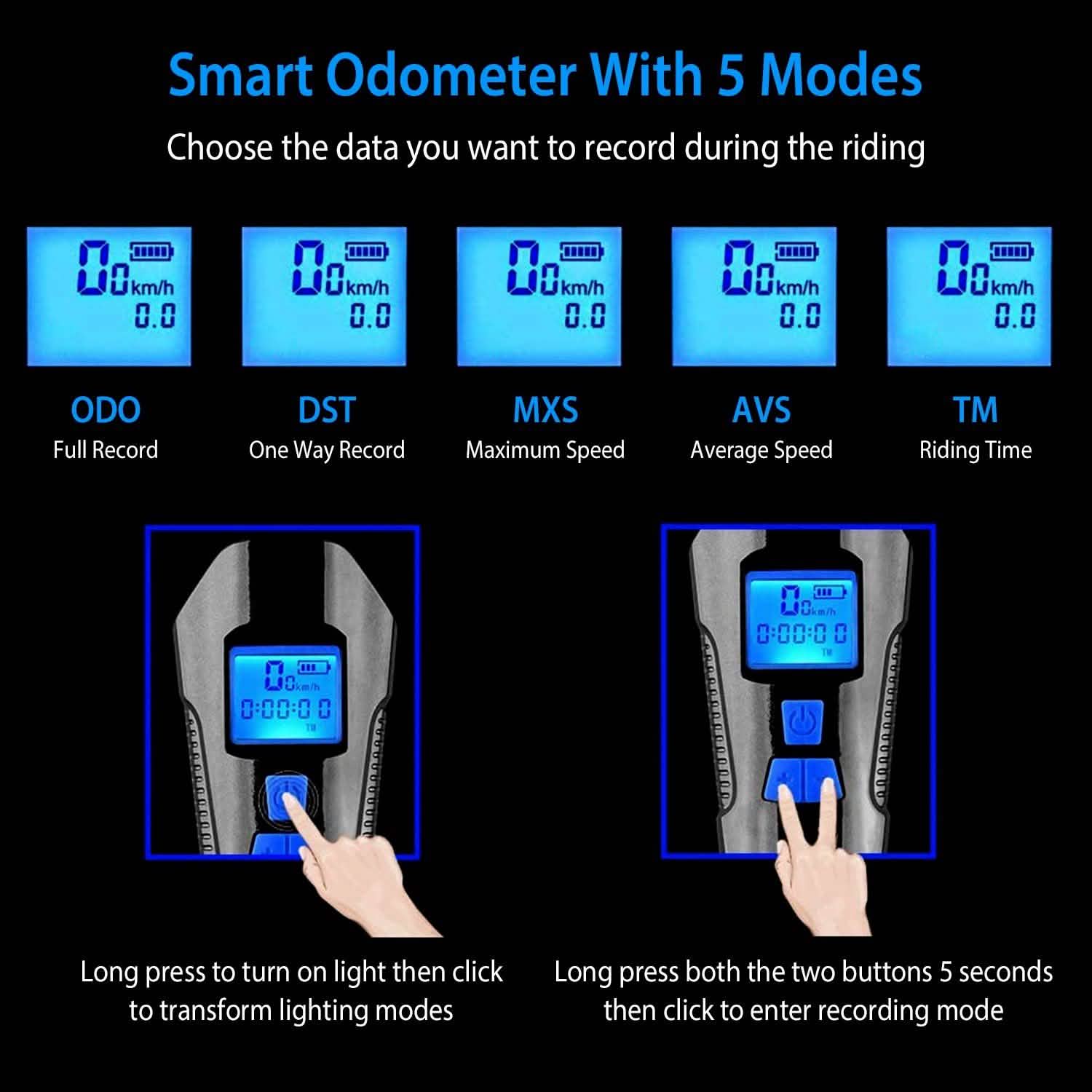 USB Rechargeable Bike Light Set with Speedometer and Odometer Outdoor Recreation - Tophatter Daily Deals