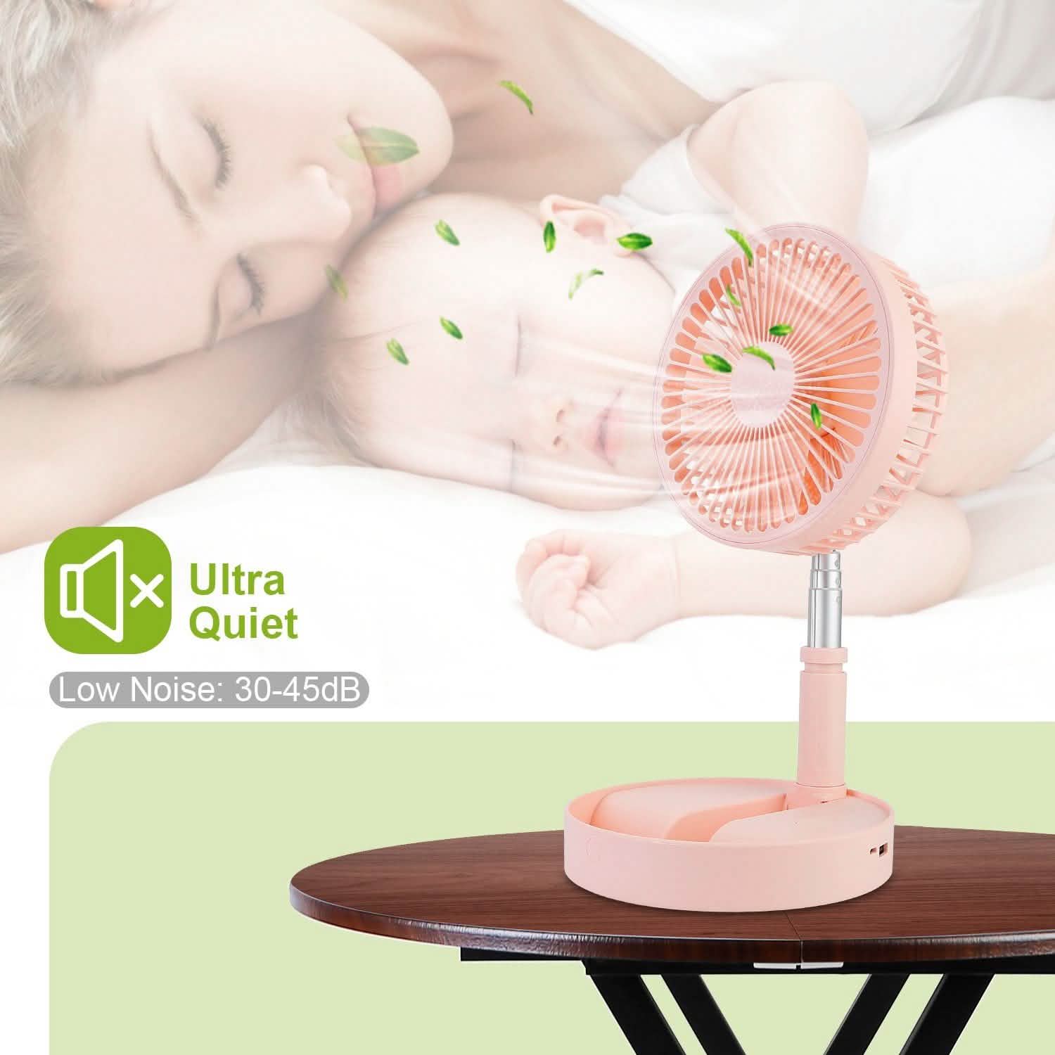 USB Rechargeable Portable Folding Desk Table Fan Household Appliances - Tophatter Daily Deals