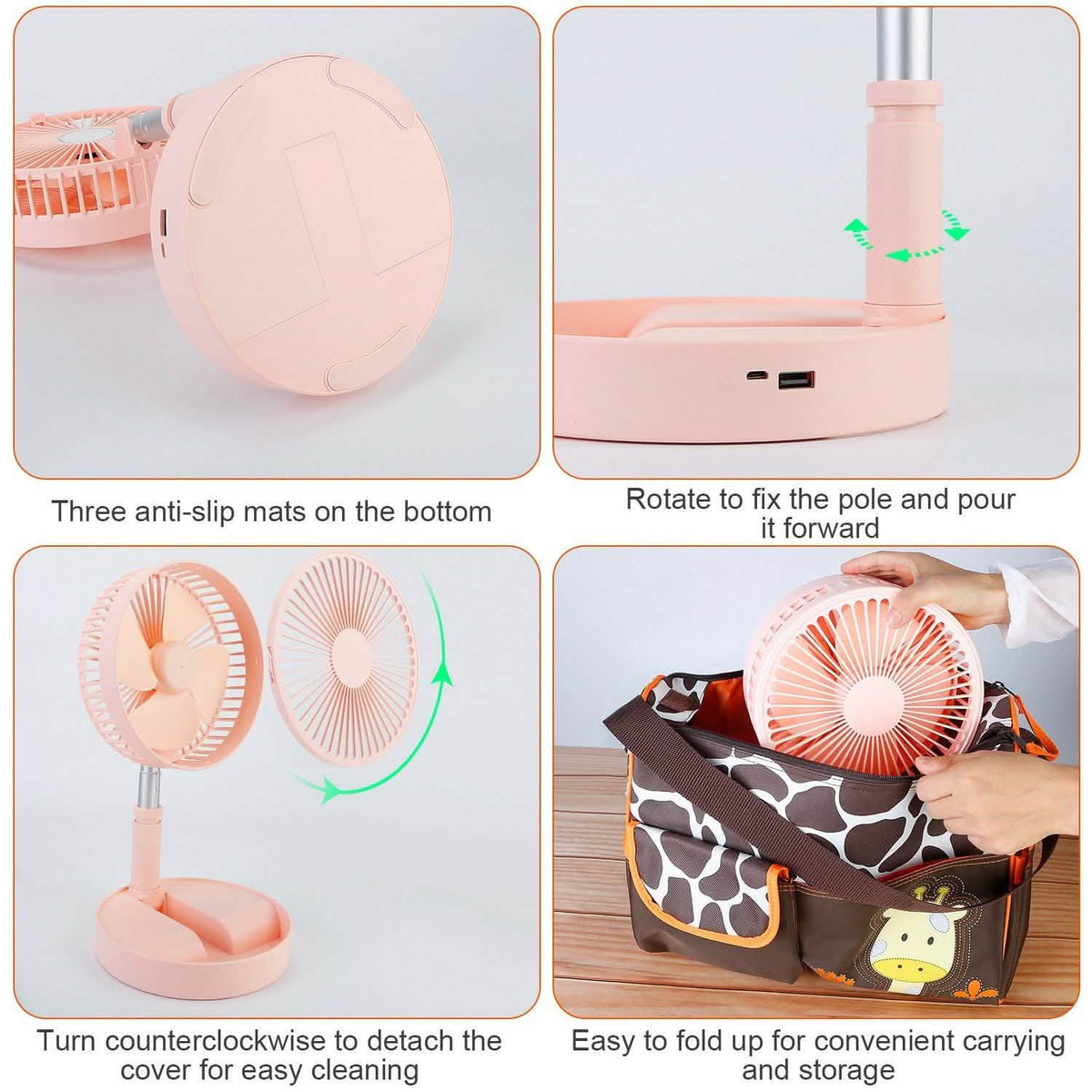 USB Rechargeable Portable Folding Desk Table Fan Household Appliances - Tophatter Daily Deals