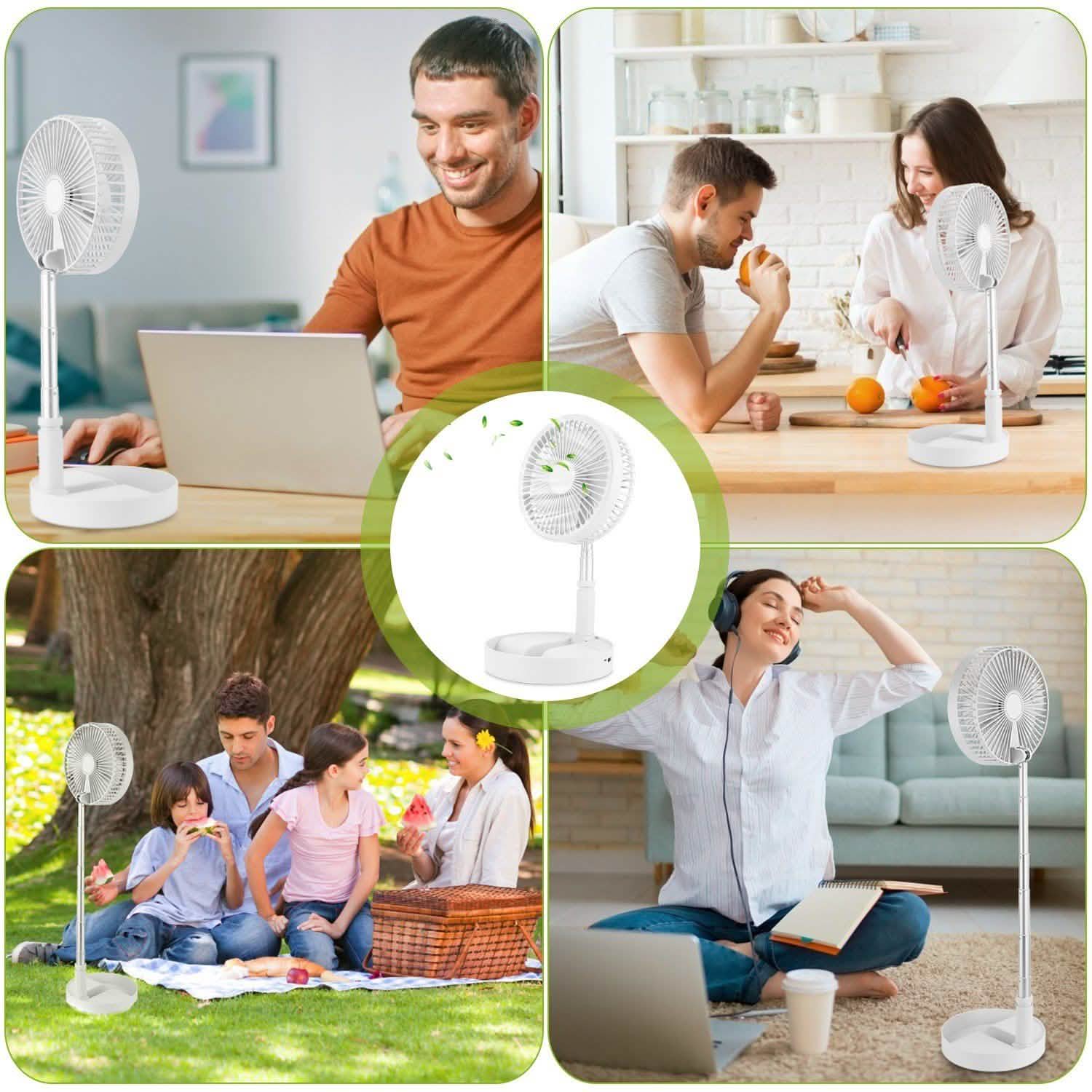 USB Rechargeable Portable Folding Desk Table Fan Household Appliances - Tophatter Daily Deals