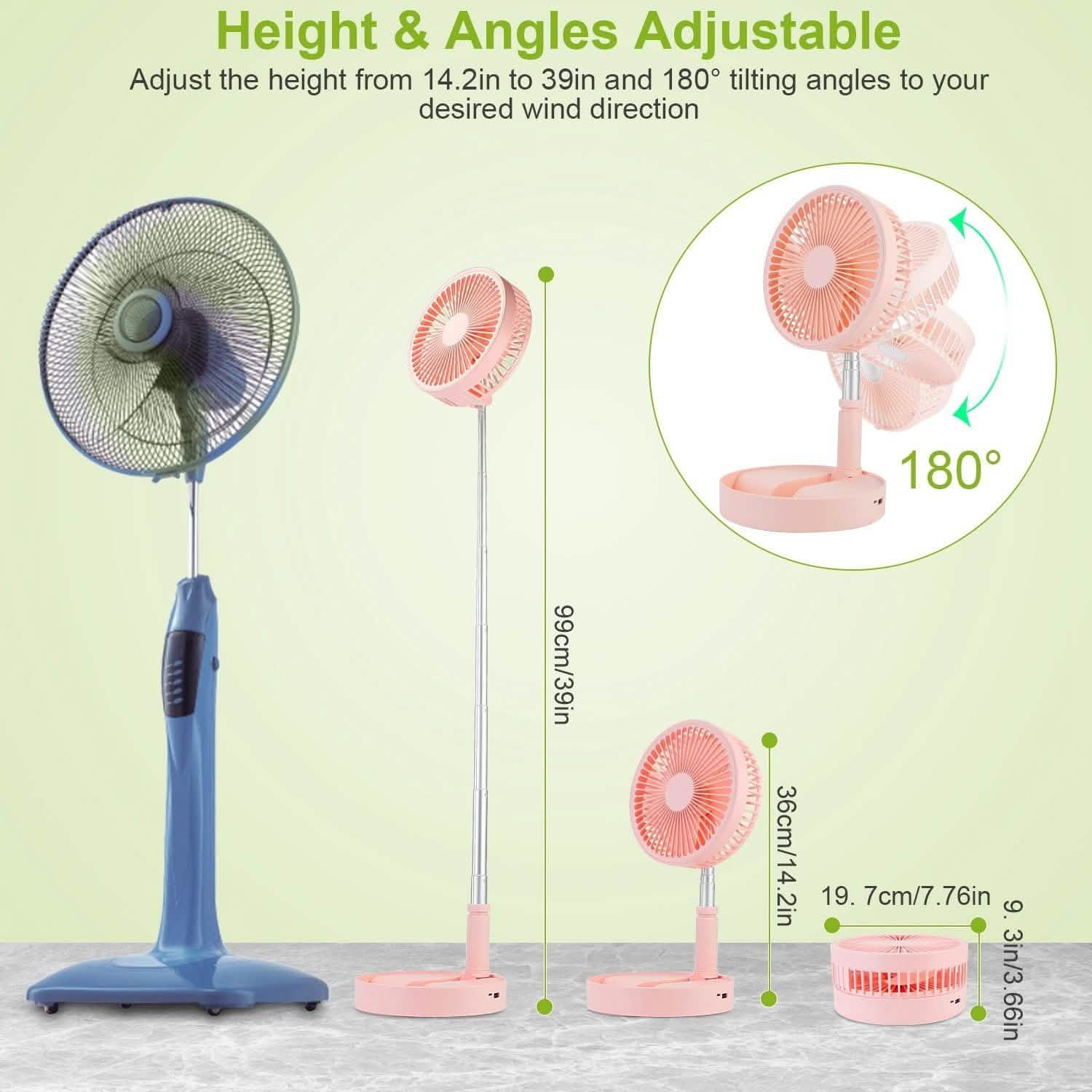 USB Rechargeable Portable Folding Desk Table Fan Household Appliances - Tophatter Daily Deals
