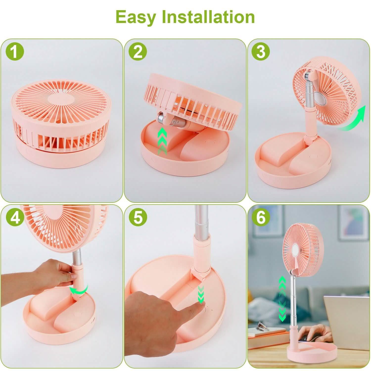 USB Rechargeable Portable Folding Desk Table Fan Household Appliances - Tophatter Daily Deals