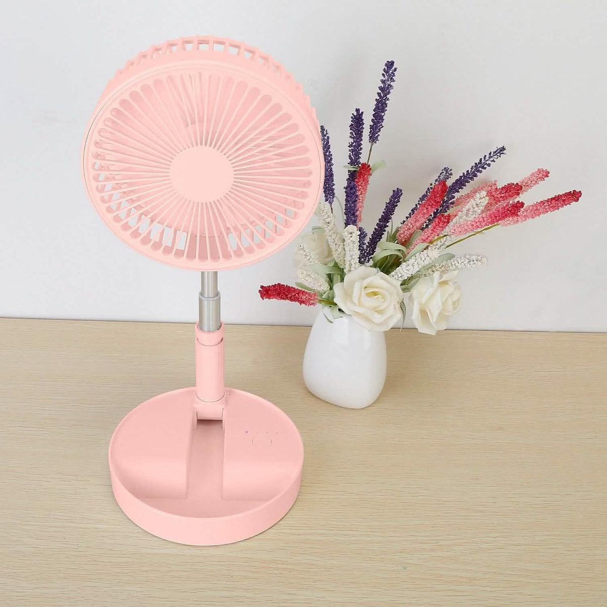 USB Rechargeable Portable Folding Desk Table Fan Pink Household Appliances - Tophatter Daily Deals
