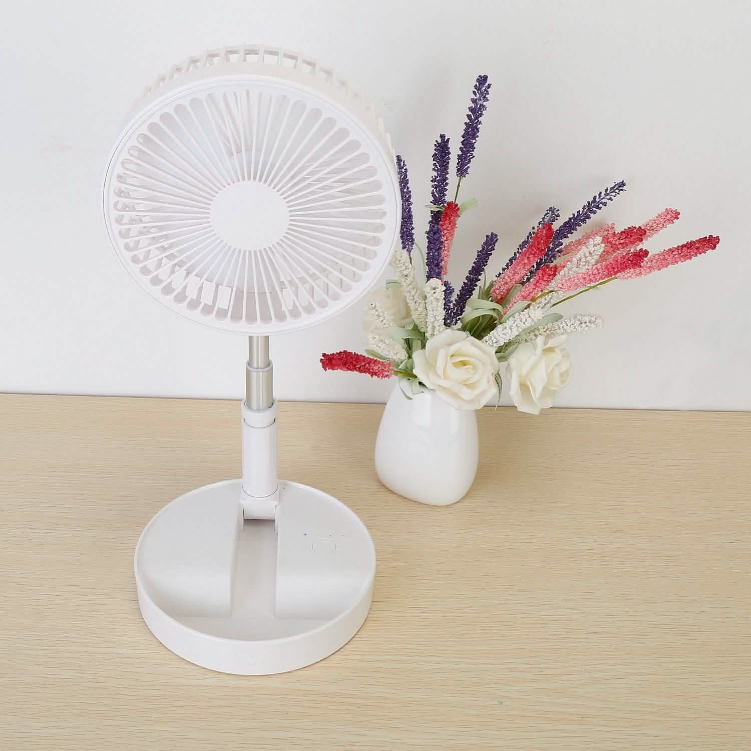 USB Rechargeable Portable Folding Desk Table Fan White Household Appliances - Tophatter Daily Deals