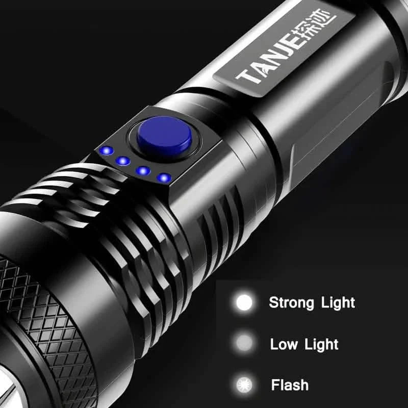 USB Rechargeable Strong Light Flashlight Outdoor Recreation - Tophatter Daily Deals