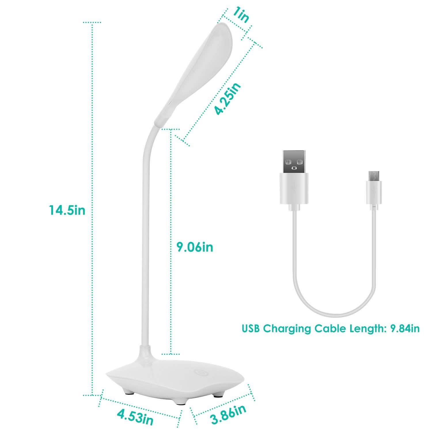 USB Rechargeable Table Lamp Dimmable LED Flexible Gooseneck Desk Light Indoor Lighting - Tophatter Daily Deals