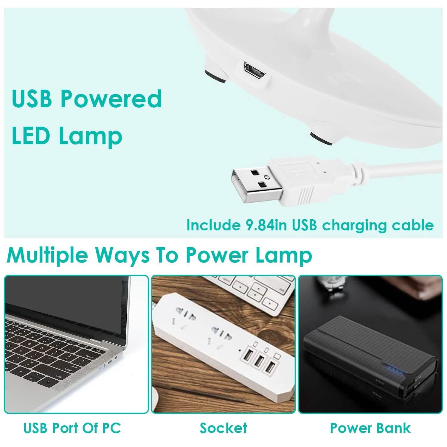USB Rechargeable Table Lamp Dimmable LED Flexible Gooseneck Desk Light Indoor Lighting - Tophatter Daily Deals