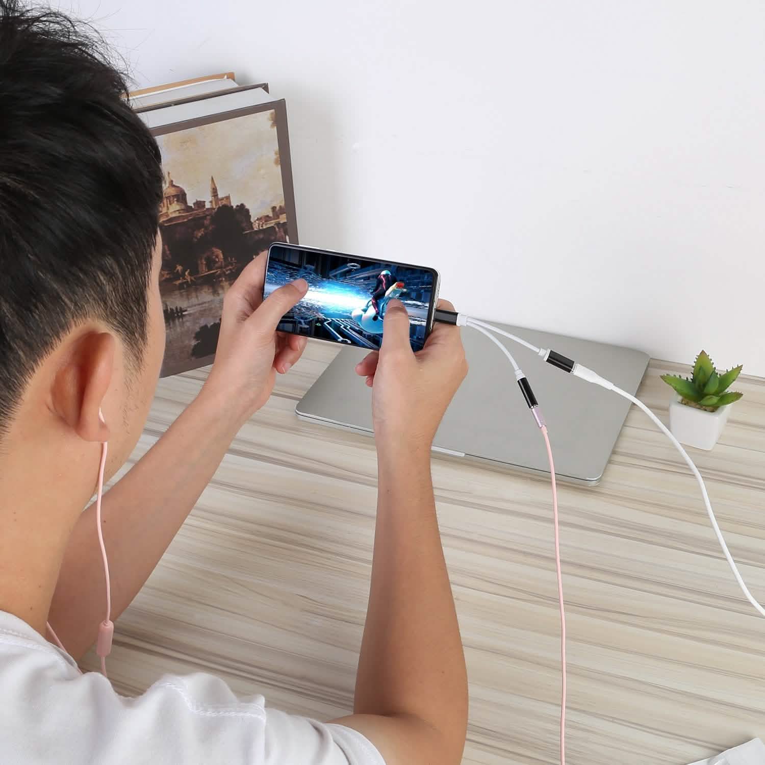 USB Type C to 3.5MM Aux Audio Charging Adapter Mobile Accessories - Tophatter Daily Deals