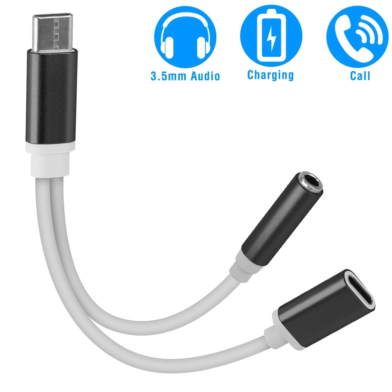 USB Type C to 3.5MM Aux Audio Charging Adapter Mobile Accessories - Tophatter Daily Deals