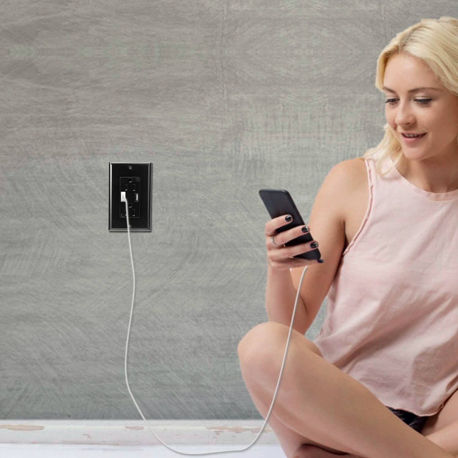 USB Wall Outlet Dual 2.4A USB Wall Charger Batteries & Power Accessories - Tophatter Daily Deals