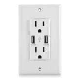 USB Wall Outlet Dual 2.4A USB Wall Charger White Batteries & Power Accessories - Tophatter Daily Deals