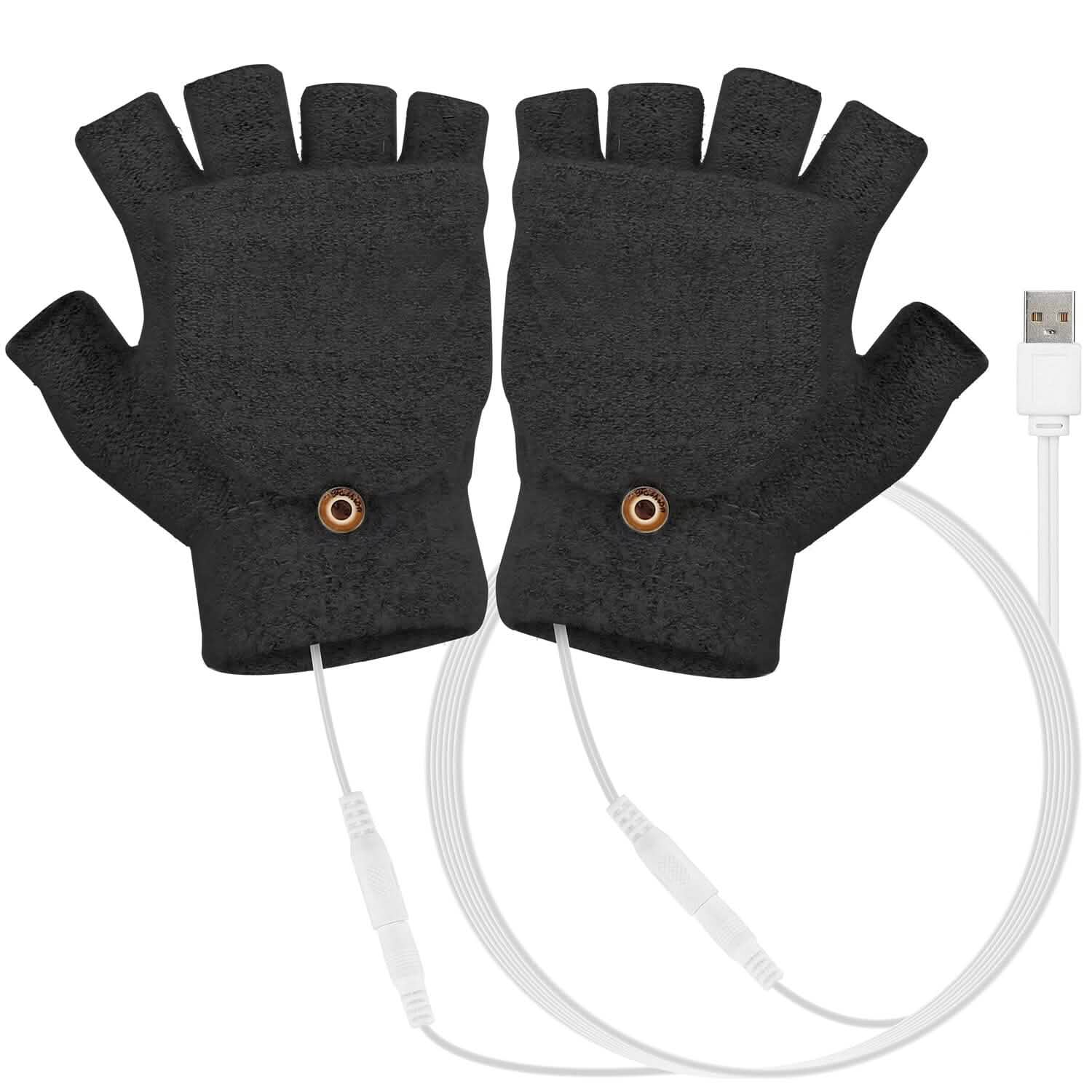 USB Wool Heated Gloves Mitten Black Outdoor Recreation - Tophatter Daily Deals