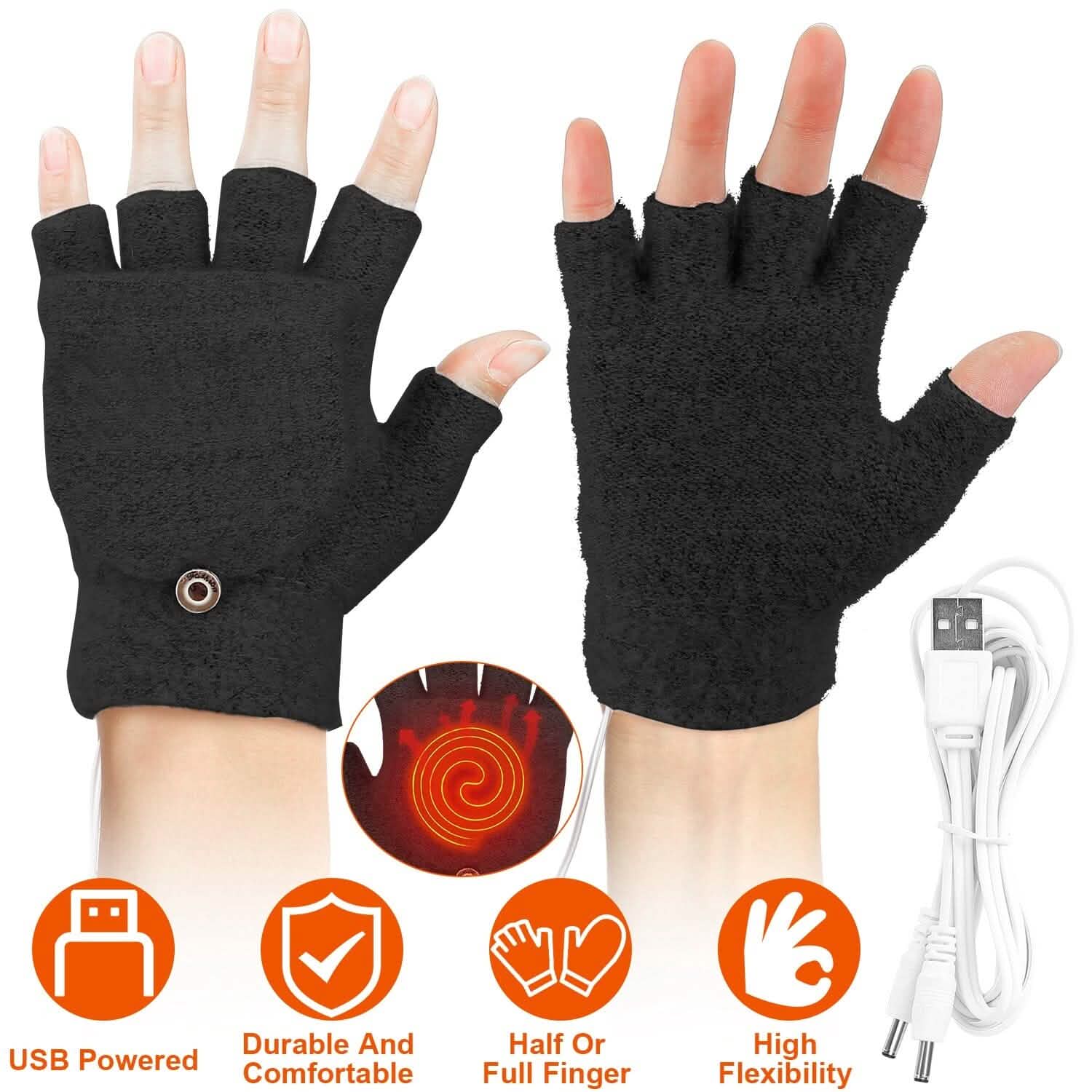 USB Wool Heated Gloves Mitten Outdoor Recreation - Tophatter Daily Deals