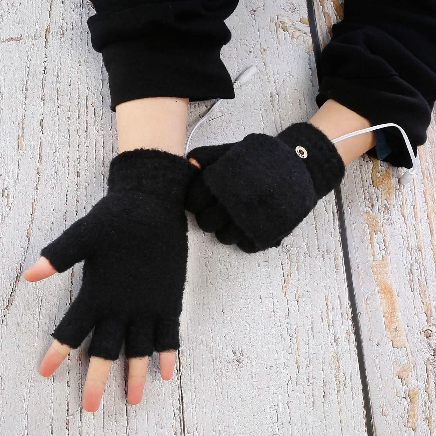 USB Wool Heated Gloves Mitten Outdoor Recreation - Tophatter Daily Deals