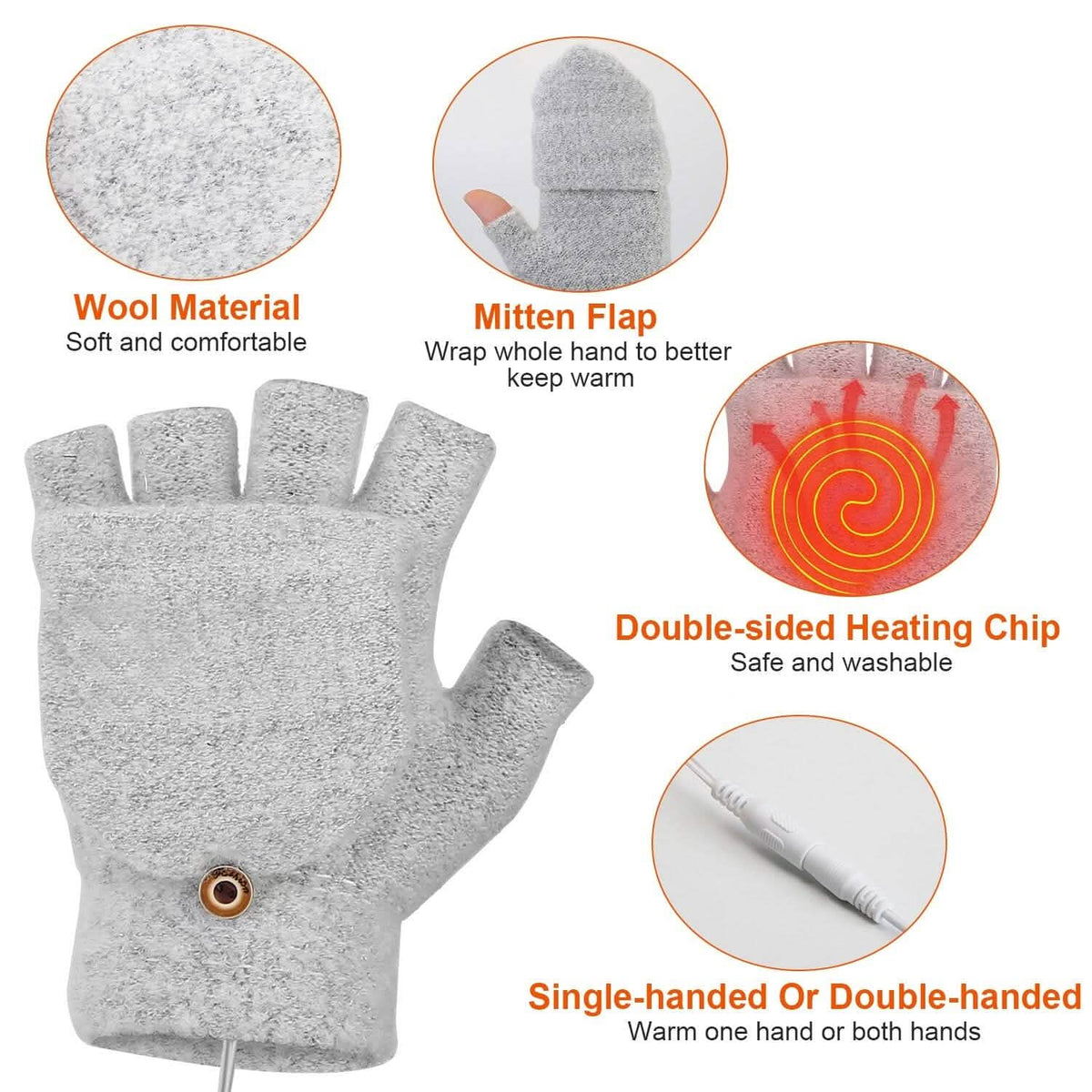 USB Wool Heated Gloves Mitten Outdoor Recreation - Tophatter Daily Deals