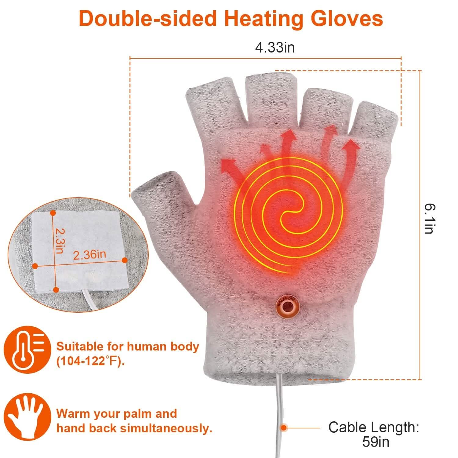 USB Wool Heated Gloves Mitten Outdoor Recreation - Tophatter Daily Deals