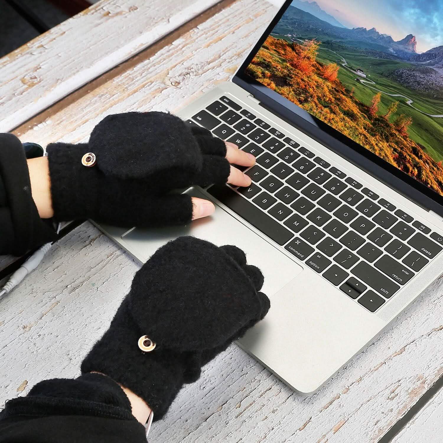 USB Wool Heated Gloves Mitten Outdoor Recreation - Tophatter Daily Deals