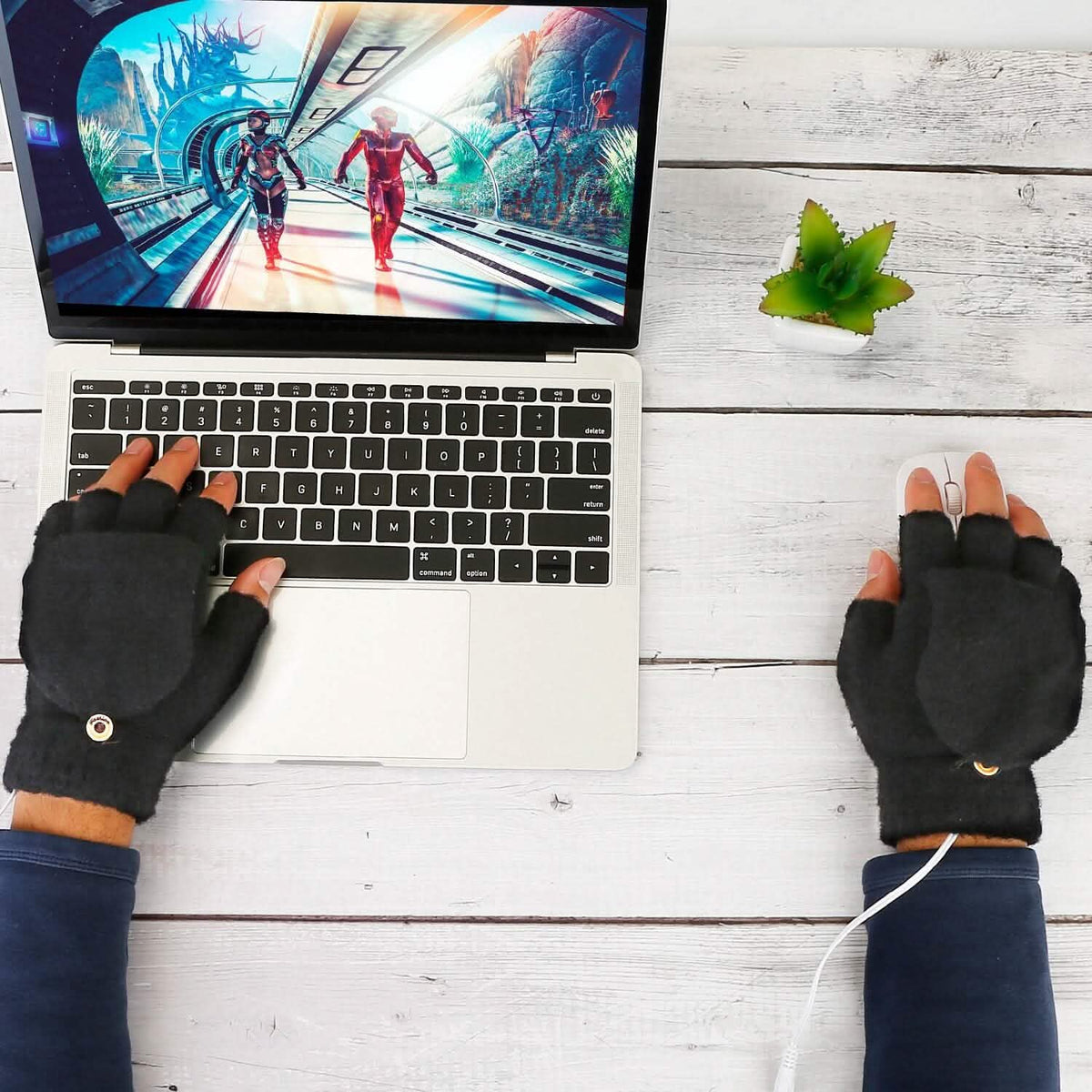 USB Wool Heated Gloves Mitten Outdoor Recreation - Tophatter Daily Deals