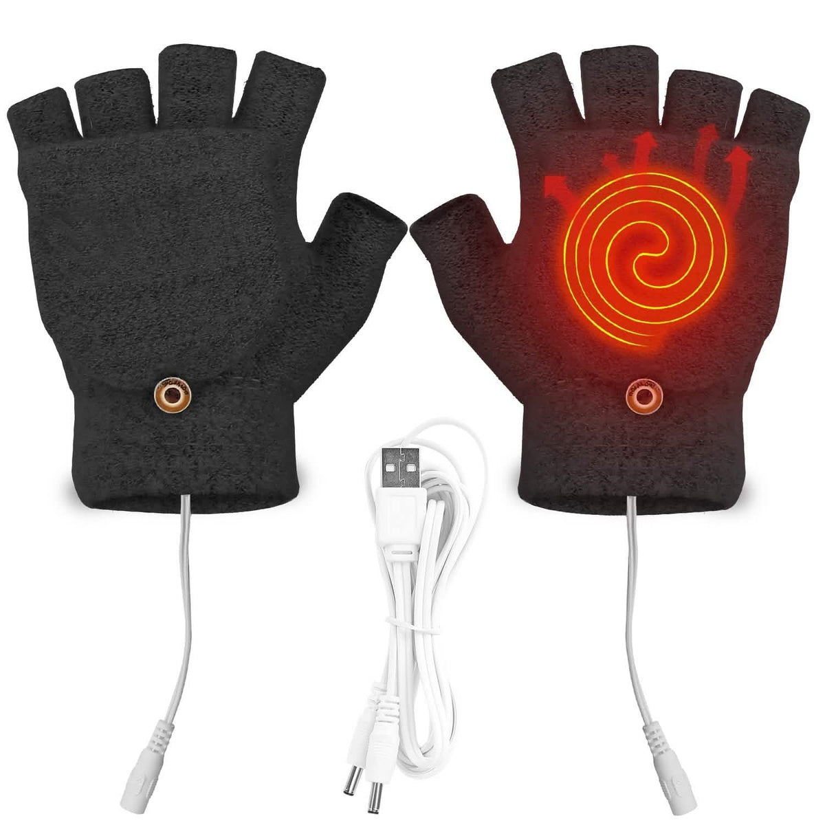USB Wool Heated Half Fingerless Gloves Outdoor Recreation - Tophatter Daily Deals