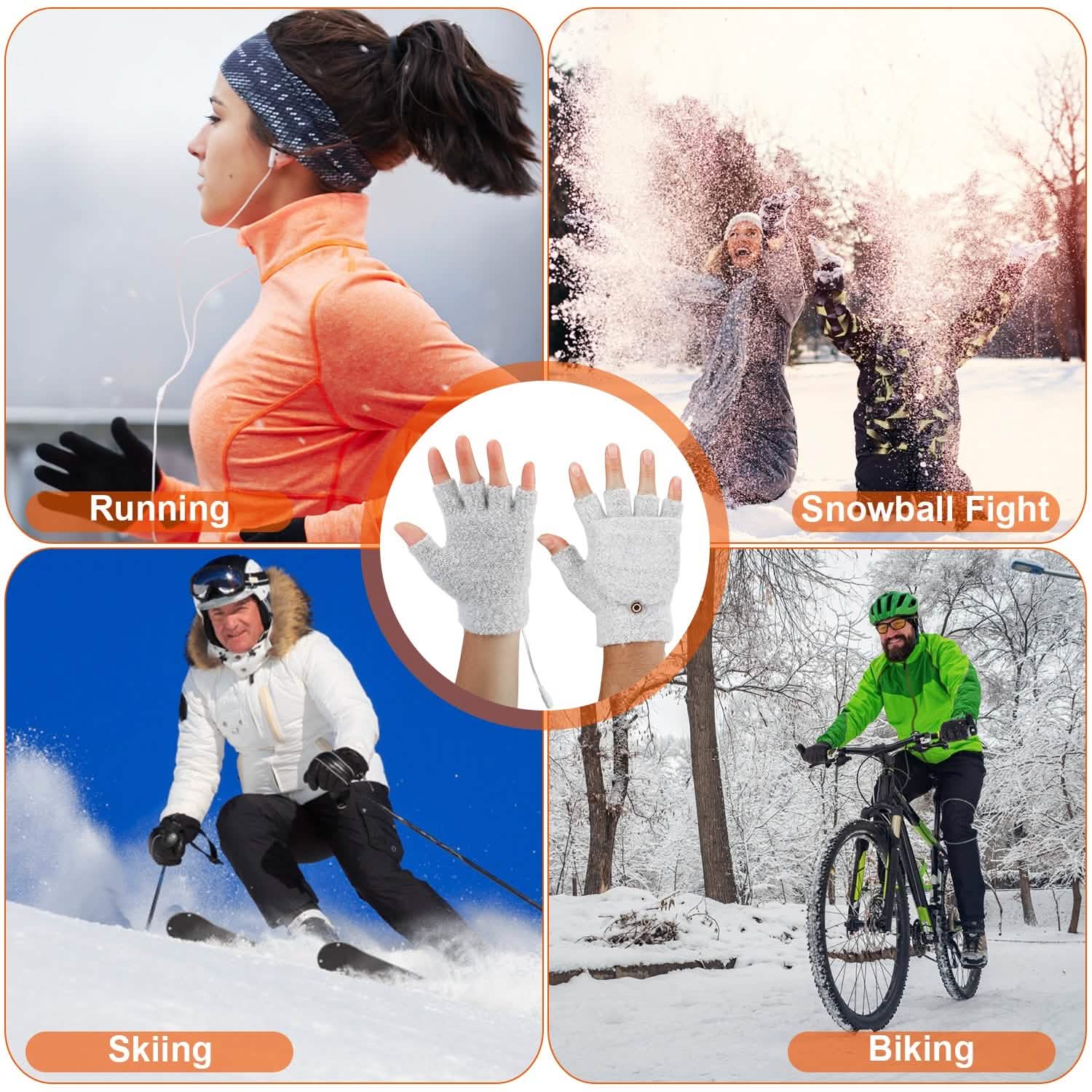 USB Wool Heated Half Fingerless Gloves Outdoor Recreation - Tophatter Daily Deals