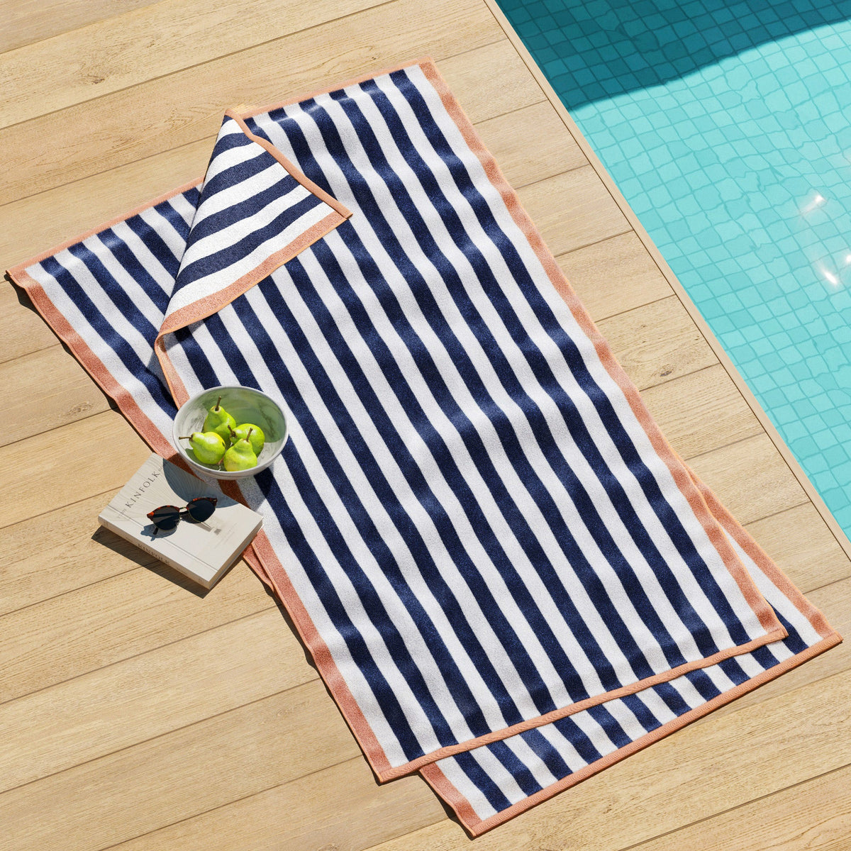 Oversized Striped Border Cabana Beach Towel - Santa Cruz Bath - Tophatter Daily Deals