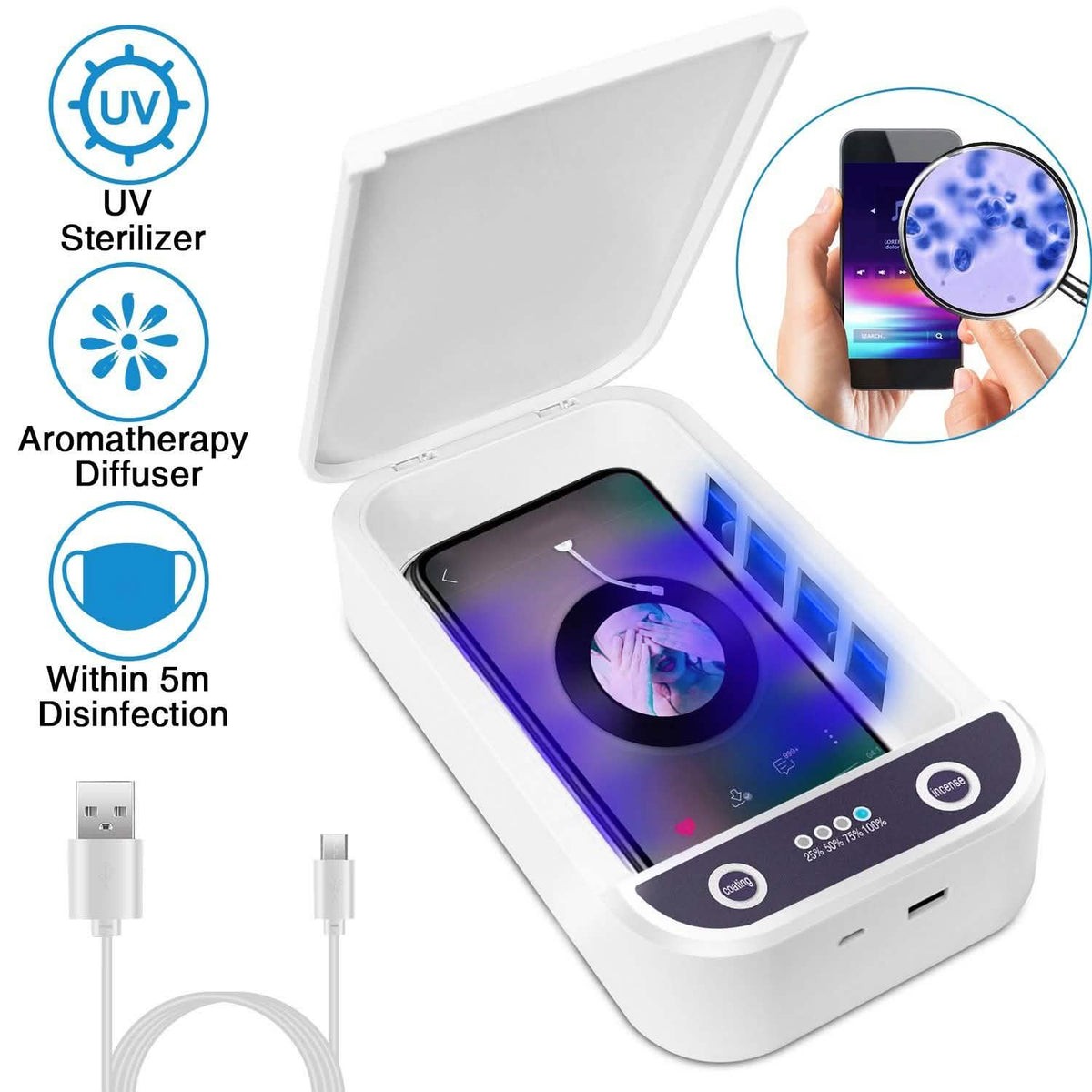UV Light Phone Disinfection Box with Aromatherapy Function Mobile Accessories - Tophatter Daily Deals