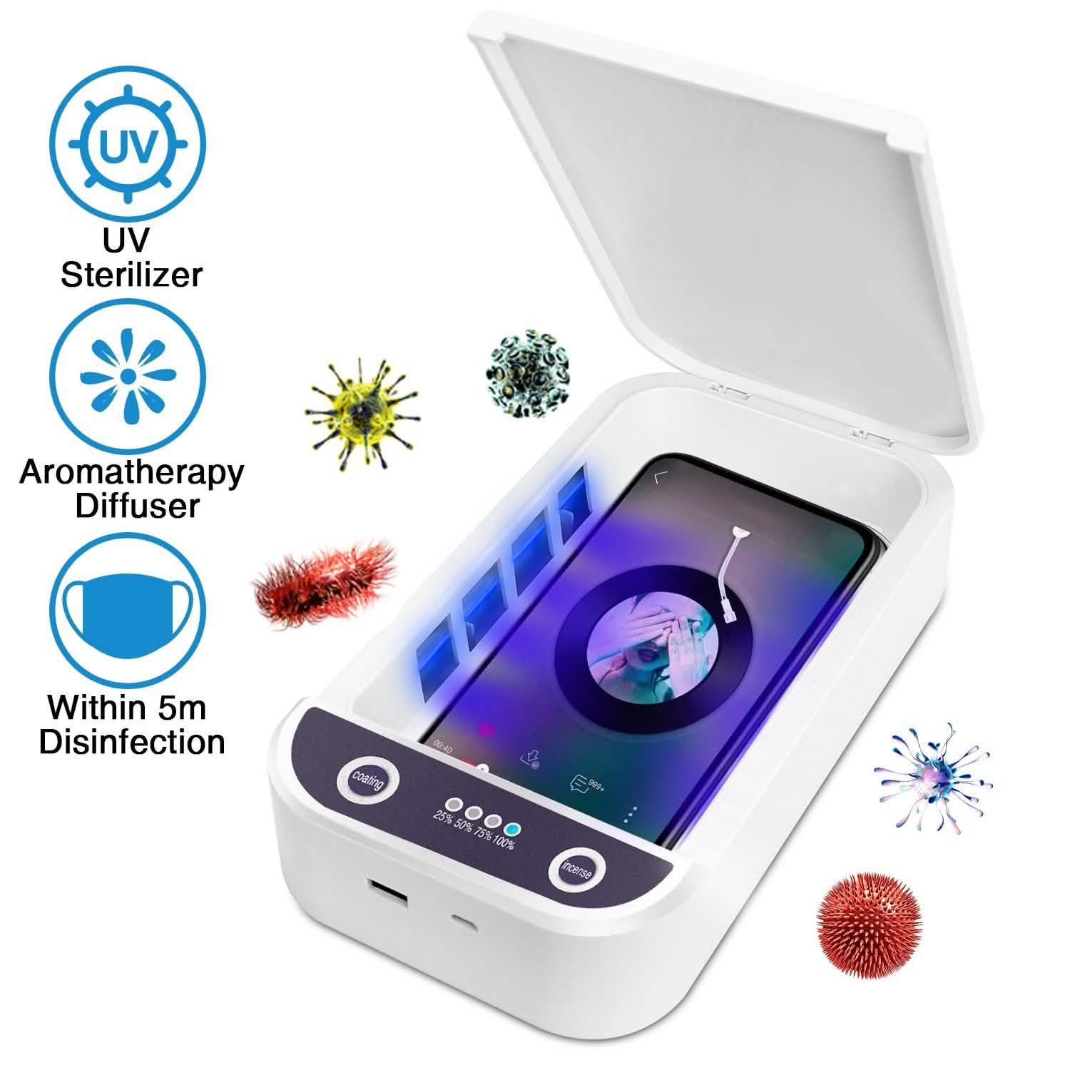 UV Light Phone Disinfection Box with Aromatherapy Function Mobile Accessories - Tophatter Daily Deals