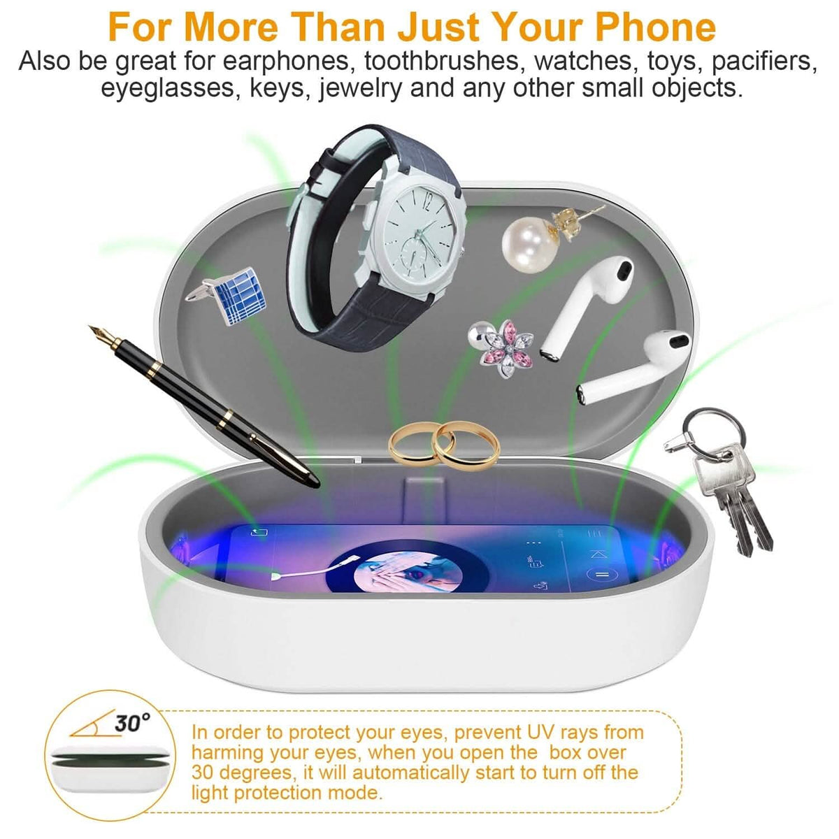 UV Light Sanitizer Box Portable 10w Phone Wireless Charging Disinfection Lamp Face Masks & PPE - Tophatter Daily Deals
