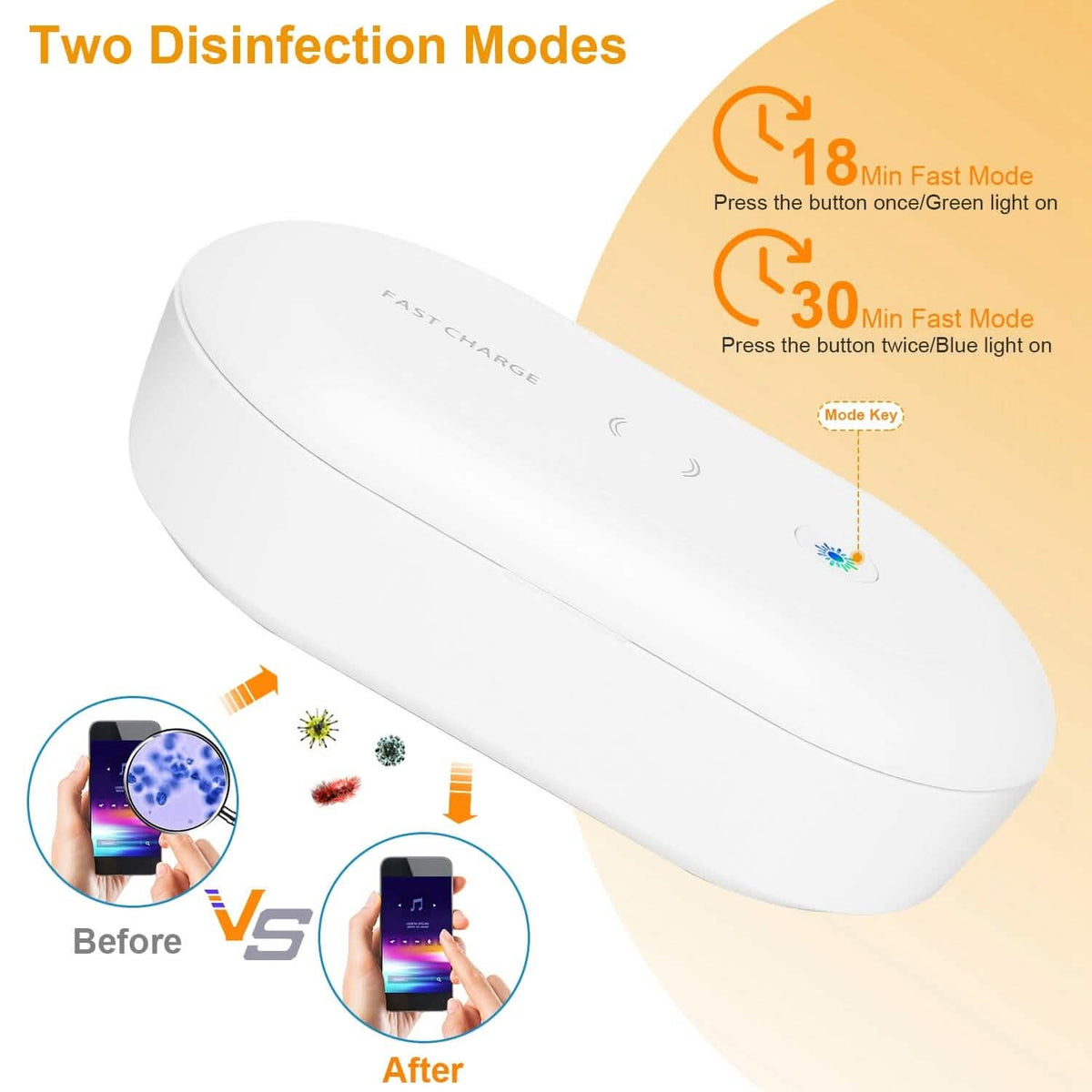 UV Light Sanitizer Box Portable 10w Phone Wireless Charging Disinfection Lamp Face Masks & PPE - Tophatter Daily Deals