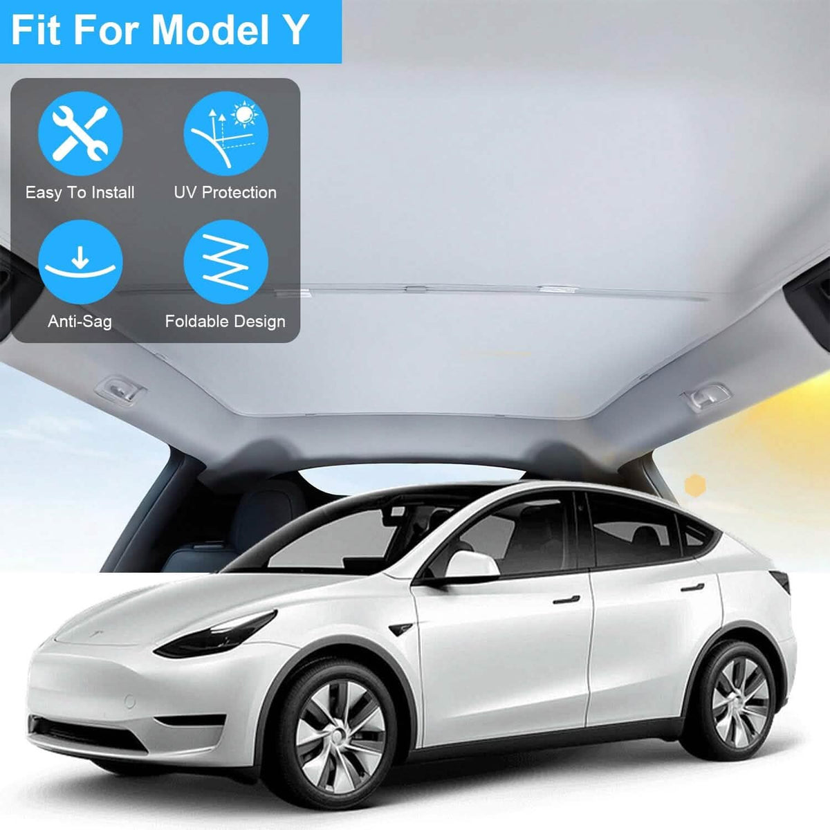 UV Protection Sunshade Roof Fit for Tesla Model Y 2020-2024 Automotive - Tophatter Daily Deals