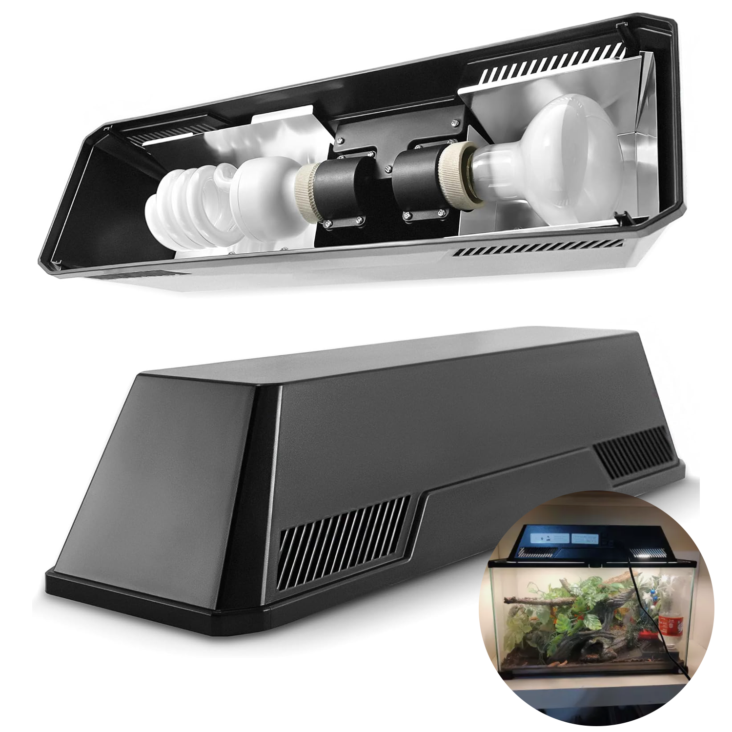 Reptile Heat Lamp - UVA UVB Double-Head Lamp for Turtles, Bearded Dragons & Lizards Pet Products - Tophatter Daily Deals