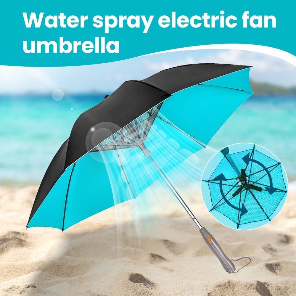 Sun Protection Umbrella - UV Blocking Umbrella With Fan 3 in 1 With Sun Umbrella For Travel Fishing Hot Accessories - Tophatter Daily Deals