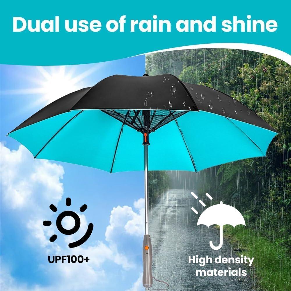 Sun Protection Umbrella - UV Blocking Umbrella With Fan 3 in 1 With Sun Umbrella For Travel Fishing Hot Accessories - Tophatter Daily Deals