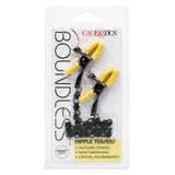 Boundless Nipple Teasers Adjustable Black Chain with Yellow Silicone Coated Clamps and Crystal Adornments > Sex Toys > Nipple Clamps - Tophatter Daily Deals