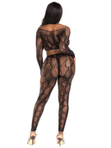 2 Pc Python Net Crop Top and Footless Tights (Black) – Lingerie Set > Clothes > Lingerie Sets - Tophatter Daily Deals