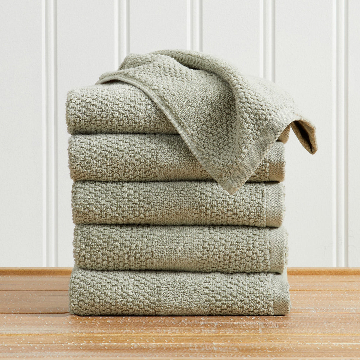 100% Cotton Woven Texture Bath Towel Set - Marbella Collection Hand Towel (Pack of 6) Eucalyptus Bath - Tophatter Daily Deals