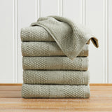 100% Cotton Woven Texture Bath Towel Set - Marbella Collection Hand Towel (Pack of 6) Eucalyptus Bath - Tophatter Daily Deals