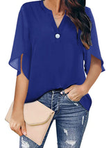 Women V Neck Chiffon Loose Blouse Blouses - Tophatter Daily Deals