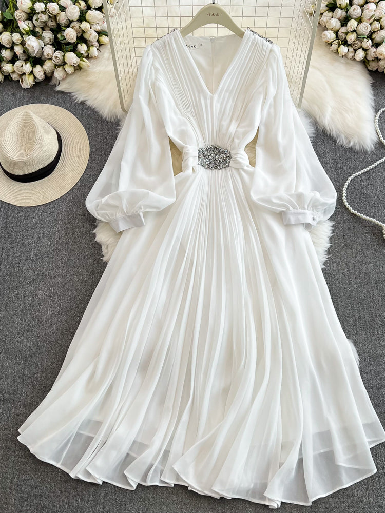 V Neck Chiffon Women Party Dresses Maxi Dresses - Tophatter Daily Deals