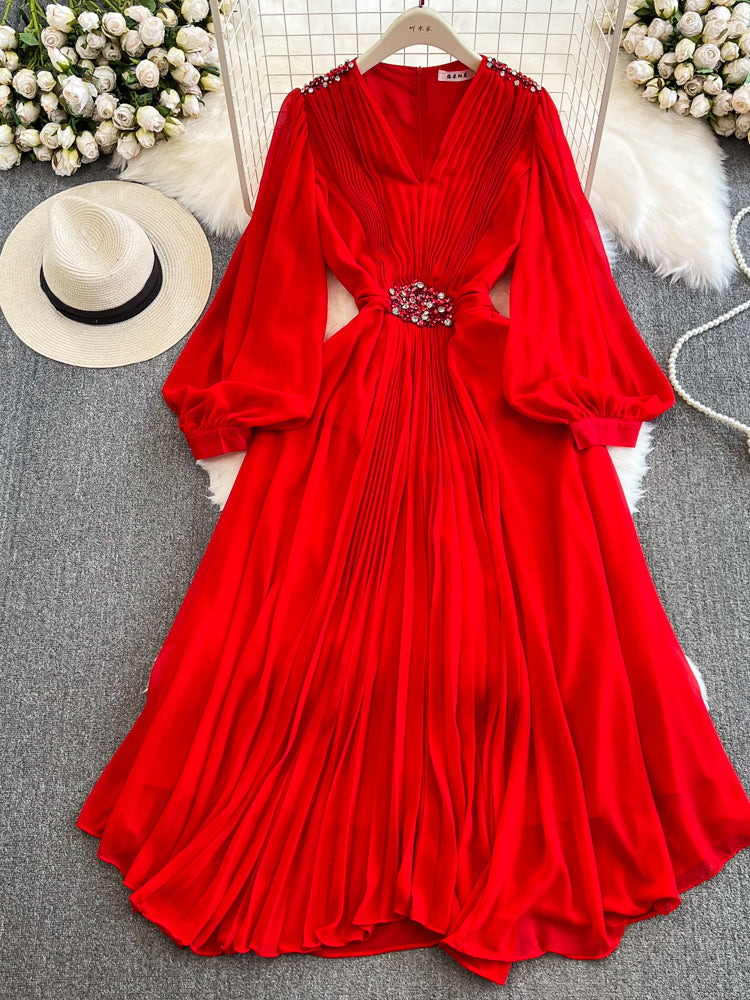 V Neck Chiffon Women Party Dresses Maxi Dresses - Tophatter Daily Deals