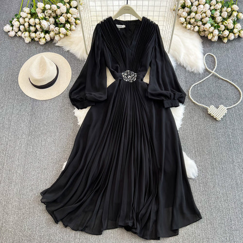 V Neck Chiffon Women Party Dresses Black Maxi Dresses - Tophatter Daily Deals
