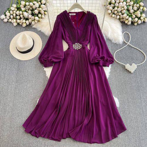 V Neck Chiffon Women Party Dresses Purple Maxi Dresses - Tophatter Daily Deals