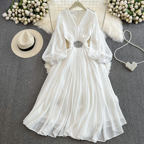 V Neck Chiffon Women Party Dresses White Maxi Dresses - Tophatter Daily Deals