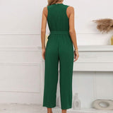 V-Neck Sleeveless Straight Summer Jumpsuit Women's Dresses - Tophatter Daily Deals