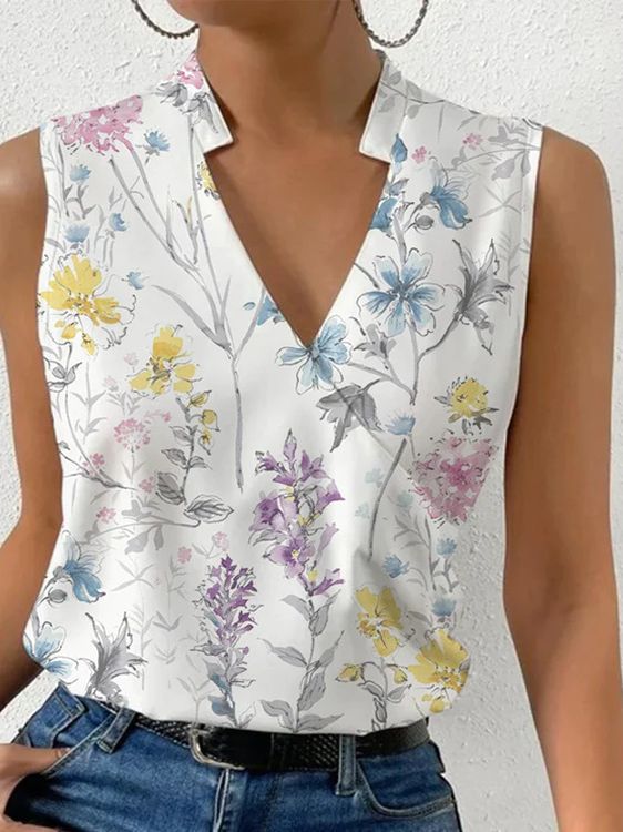 V-neck Sleeveless Women Blouses Blouses - Tophatter Daily Deals