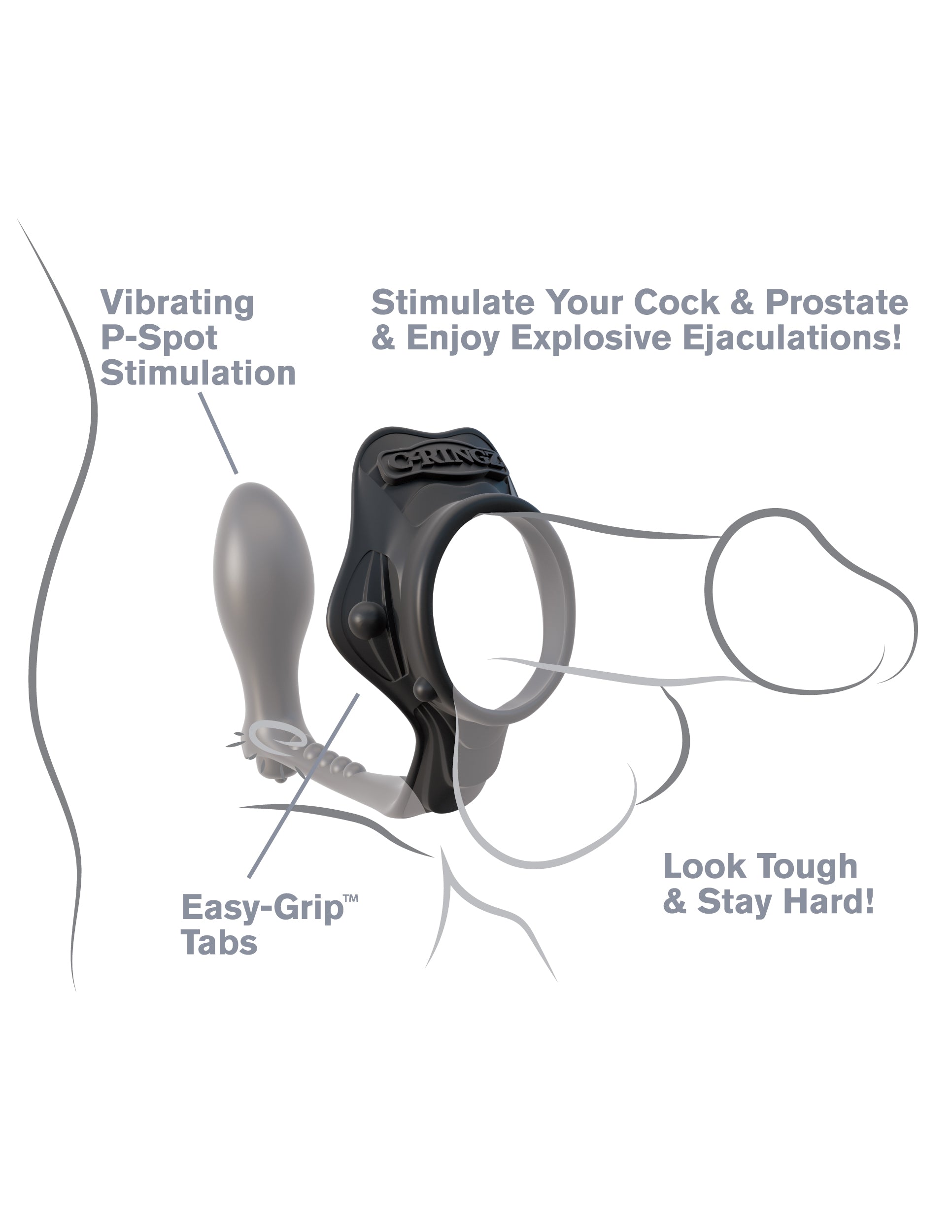 Fantasy Silicone Rock Hard Ass Gasm Performance C-Ring Black > Anal Range > Prostate Plugs - Tophatter Daily Deals